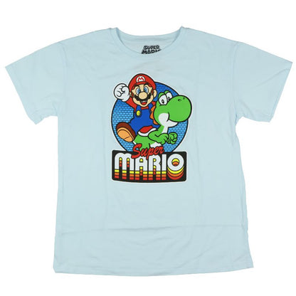 Seven Times Six Super Mario T-Shirt Boy's Yoshi and Mario Short Sleeve Graphic Print Top Blue