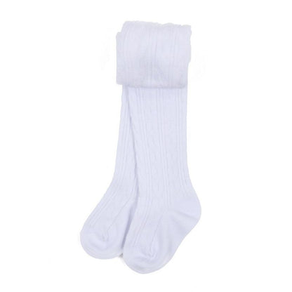Leveret Girls Neutral Solid Color Cable Knit Tights