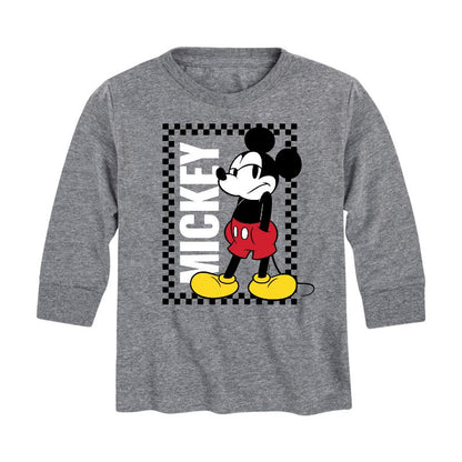Boys' - Disney - Mickey Checker Frame Long Sleeve Graphic T-Shirt