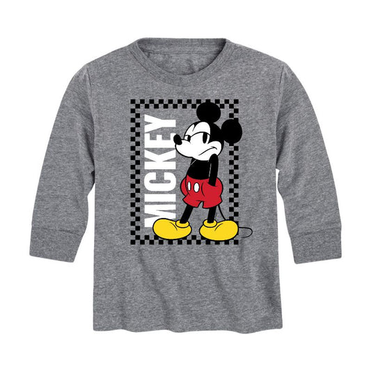 Boys' - Disney - Mickey Checker Frame Long Sleeve Graphic T-Shirt