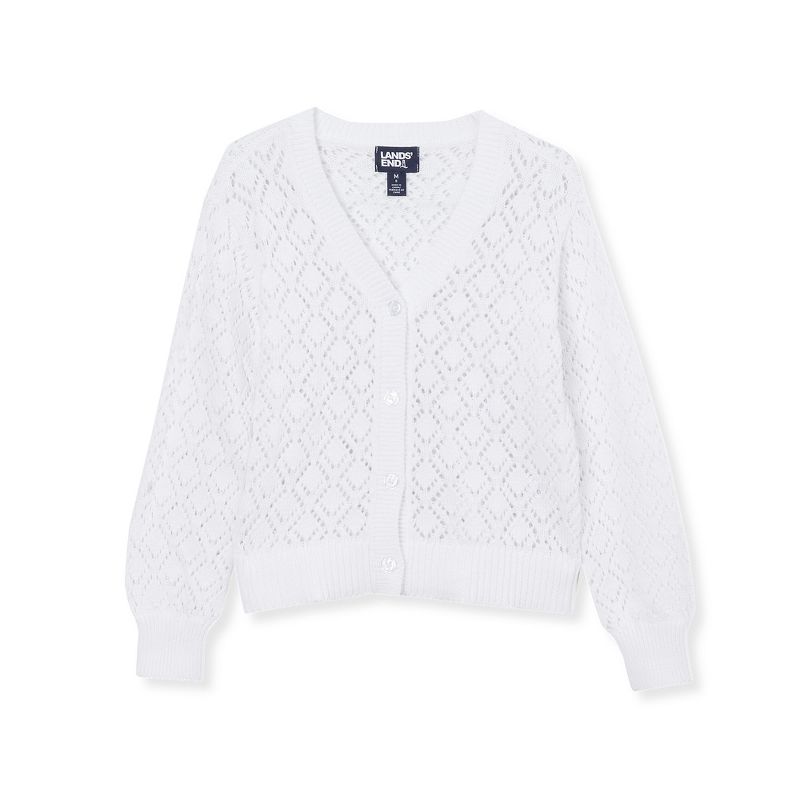 Lands' End Kids Button Front Cable Cardigan