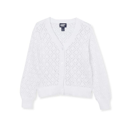 Lands' End Kids Button Front Cable Cardigan