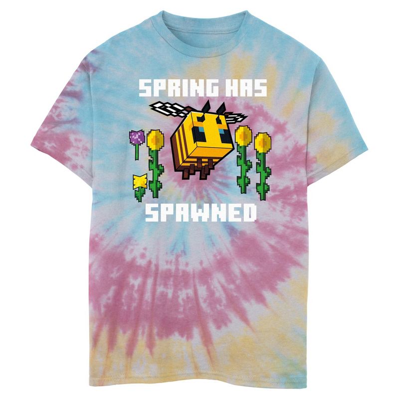 تي شيرت ماين كرافت للأولاد مطبوع عليه "ربيع نشأ"