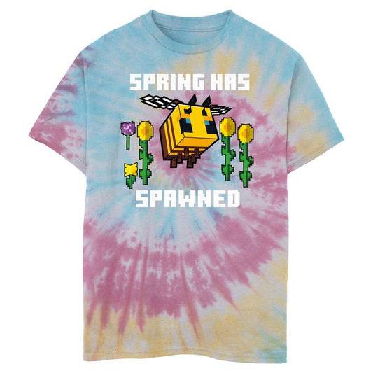 تي شيرت ماين كرافت للأولاد مطبوع عليه "ربيع نشأ"