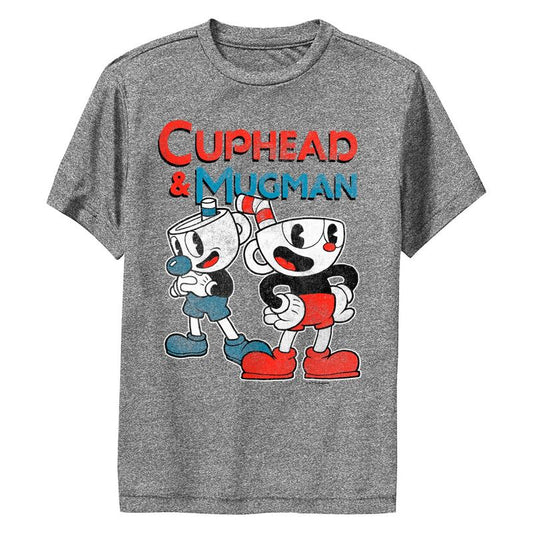 تي شيرت أداء للأولاد من Cuphead باللونين الأحمر والأزرق مع أفضل الأصدقاء