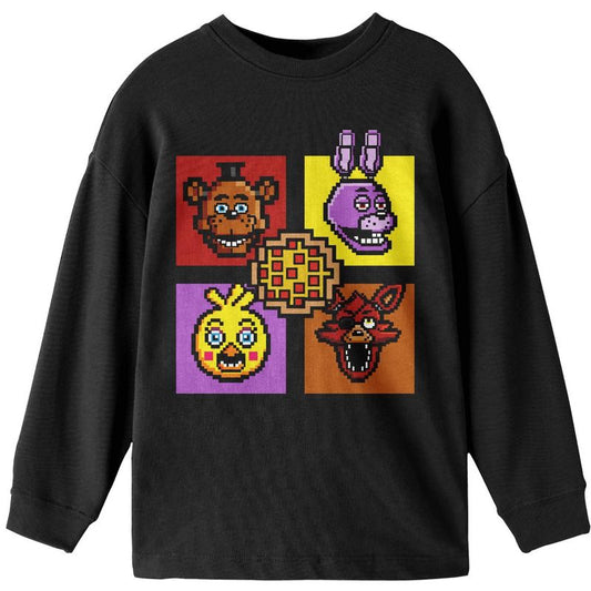 قميص أسود بأكمام طويلة للأولاد من Five Nights At Freddy's بشخصياته المضمنة