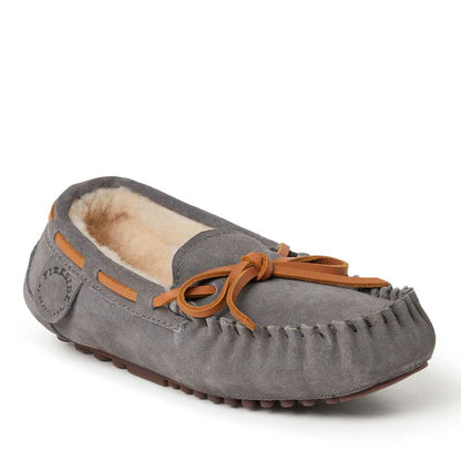 Fireside By Dearfoams Kid's Parke Genuine Shearling Moccasin Slipper
