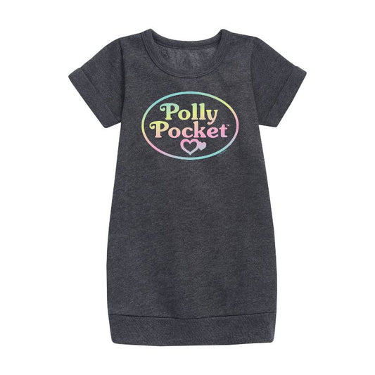 Girls' - Polly Pocket - Polly Pocket Ombre Logo Graphic Short Sleeve Fleece Dress