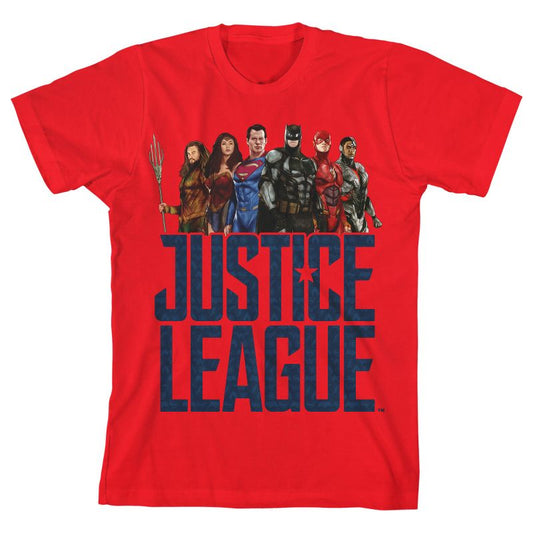 Justice League Movie Group Art Boy's Red T-shirt