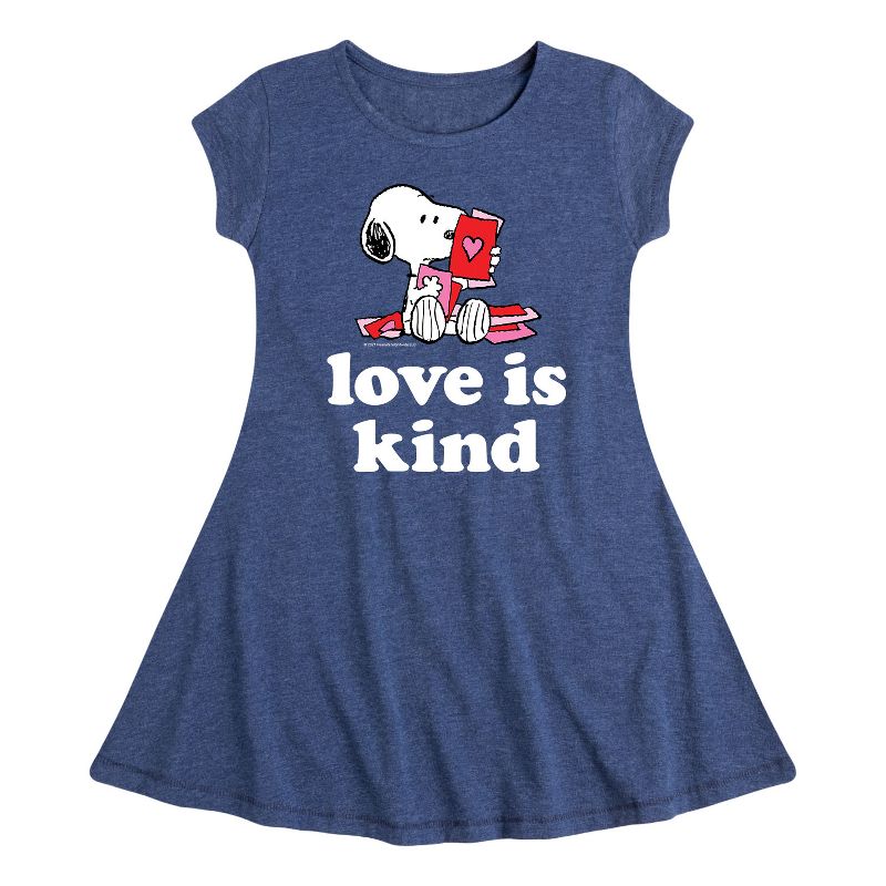 Girls' - Peanuts - Love Is Kind Fit & Flair Cap Sleeve Dress