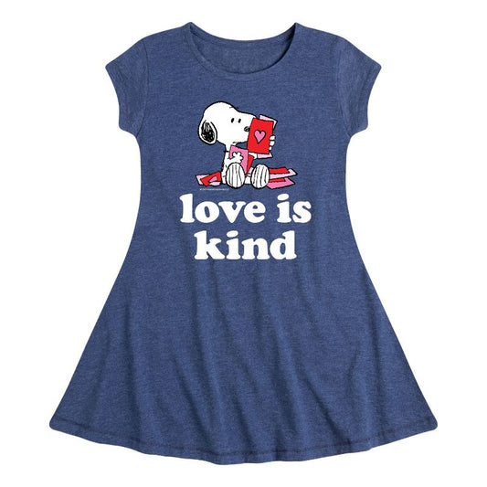 Girls' - Peanuts - Love Is Kind Fit & Flair Cap Sleeve Dress
