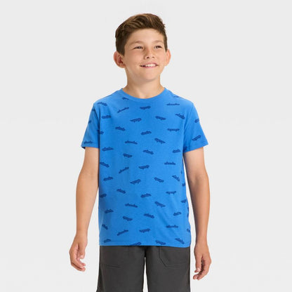Boys' Short Sleeve Printed T-Shirt - Cat & Jack™ Bright Blue