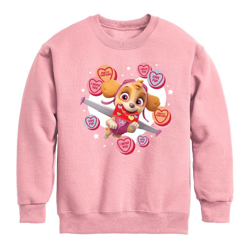 Boys' - Paw Patrol - Skye Conversation Hearts Graphic Long Sleeve Fleece Sweatshirt
