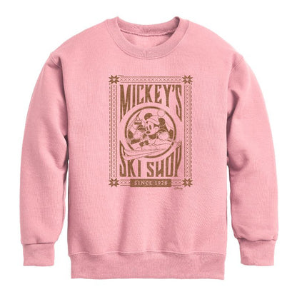 Boys' - Disney - Mickeys Ski Shop Graphic Long Sleeve Fleece Sweatshirt