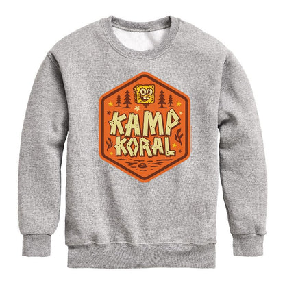 Boys' - SpongeBob SquarePants - Kamp Koral Kamp Koral Badge Graphic Long Sleeve Fleece Sweatshirt
