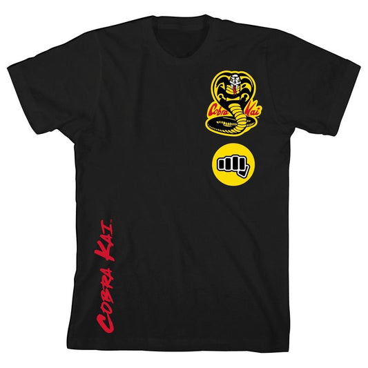 Cobra Kai Black Cobra Youth Basic Black Graphic Tee