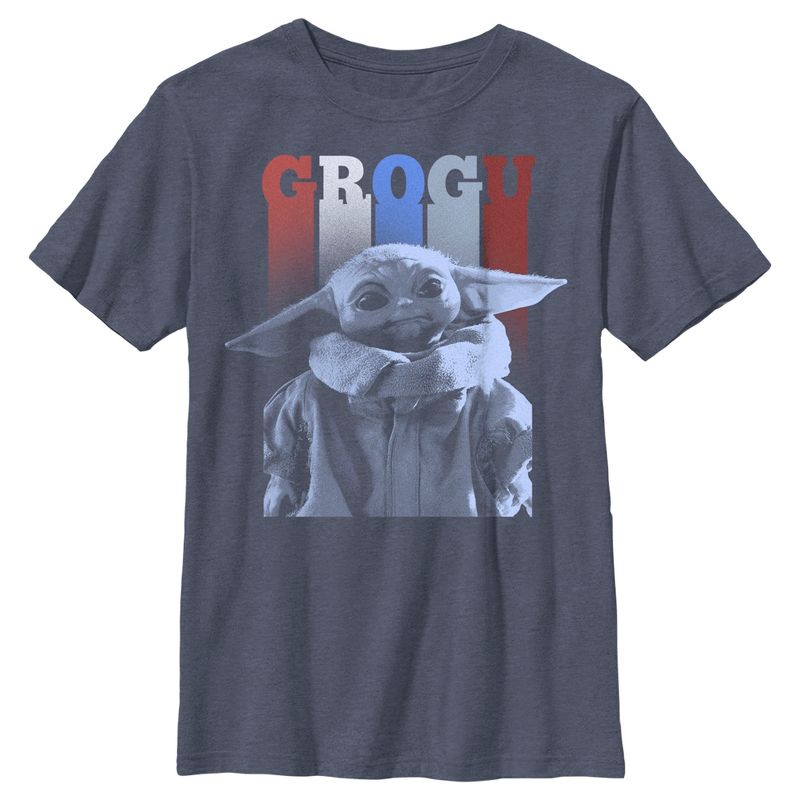 Boy's Star Wars The Mandalorian Fourth of July Grogu Portrait T-Shirt