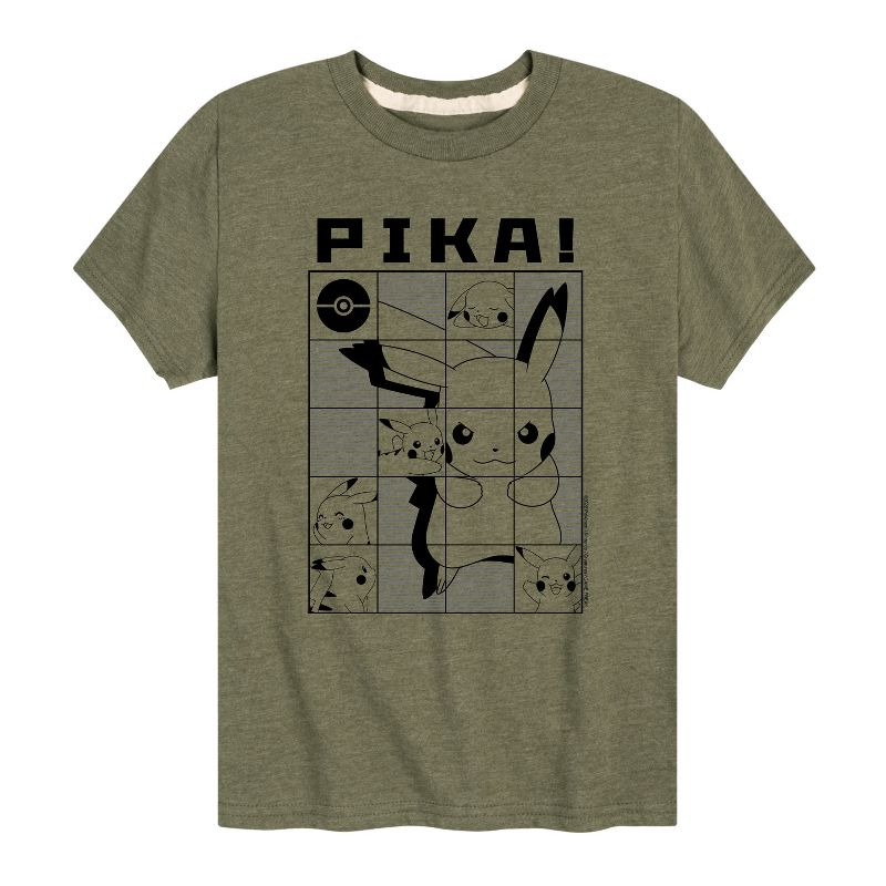 تي شيرت جرافيكي بأكمام قصيرة بتصميم شبكي من بوكيمون للأولاد - بيكا بيكاتشو