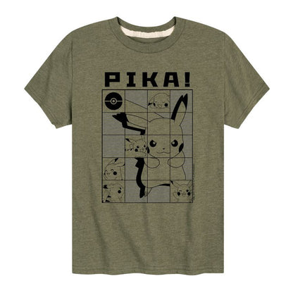 تي شيرت جرافيكي بأكمام قصيرة بتصميم شبكي من بوكيمون للأولاد - بيكا بيكاتشو
