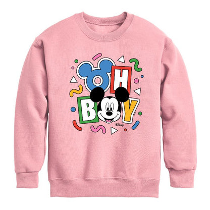 Boys' - Disney - Mickey Oh Boy 90s Graphic Long Sleeve Fleece Sweatshirt