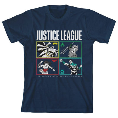 The Justice League Boxed-In Heroes Boy's Navy T-shirt
