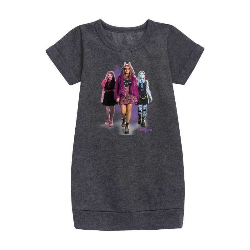Girls' - Monster High - Character Group Graphic Short Sleeve Fleece Dress