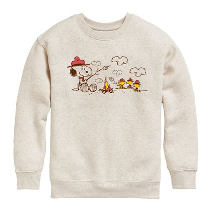 Boys' - Peanuts - Beagle Scouts Fire Graphic Long Sleeve Fleece Sweatshirt