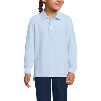 Lands' End School Uniform Kids Long Sleeve Mesh Polo Shirt