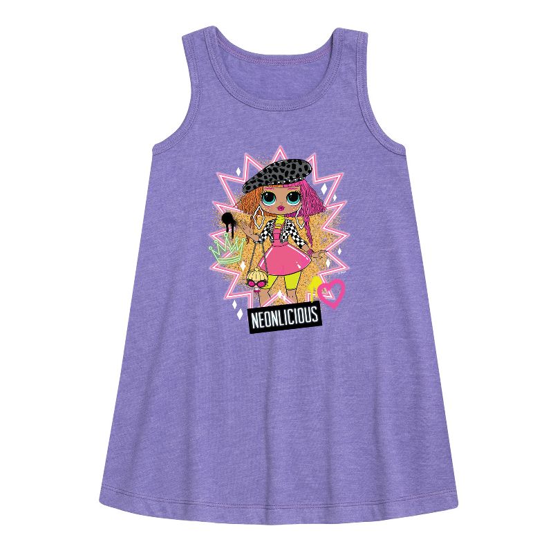 فستان نيونليشوس الجرافيكي بدون أكمام بتصميم خطي للفتيات - مفاجأة لول!