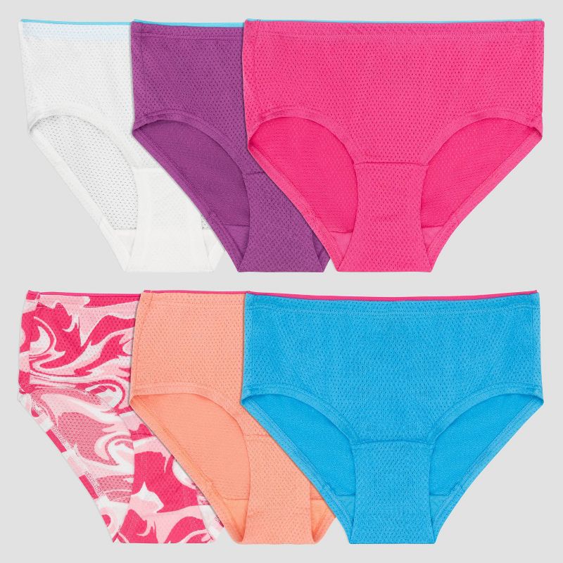 Fruit of the Loom Girls' 6pk Micro Mesh Briefs - Colors May Vary