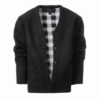 Gioberti Boy's Cardigan Sweater with Soft Brushed Flannel Lining and Pockets