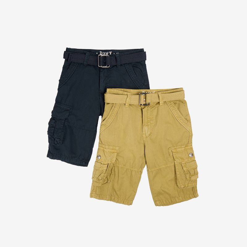 RAW X Boy's 2 pack Combo Belted Cargo Shorts,Twill Shorts -Kids Shorts