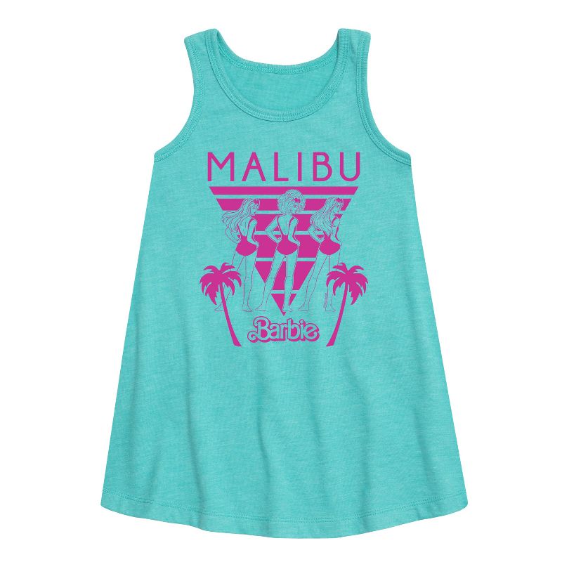 Girls' - Barbie - Malibu Vibes Graphic Sleeveless Aline Dress