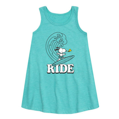 Girls' - Peanuts - Snoopy's Wave Ride Graphic Sleeveless Aline Dress