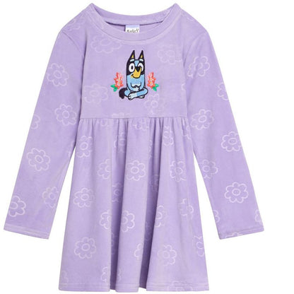 Bluey Girls Velour Skater Dress Little Kid to Big Kid
