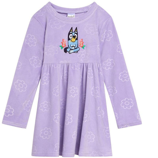 Bluey Girls Velour Skater Dress Little Kid to Big Kid