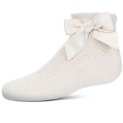Memoi Girls' Knit Openwork Bow Anklet Socks