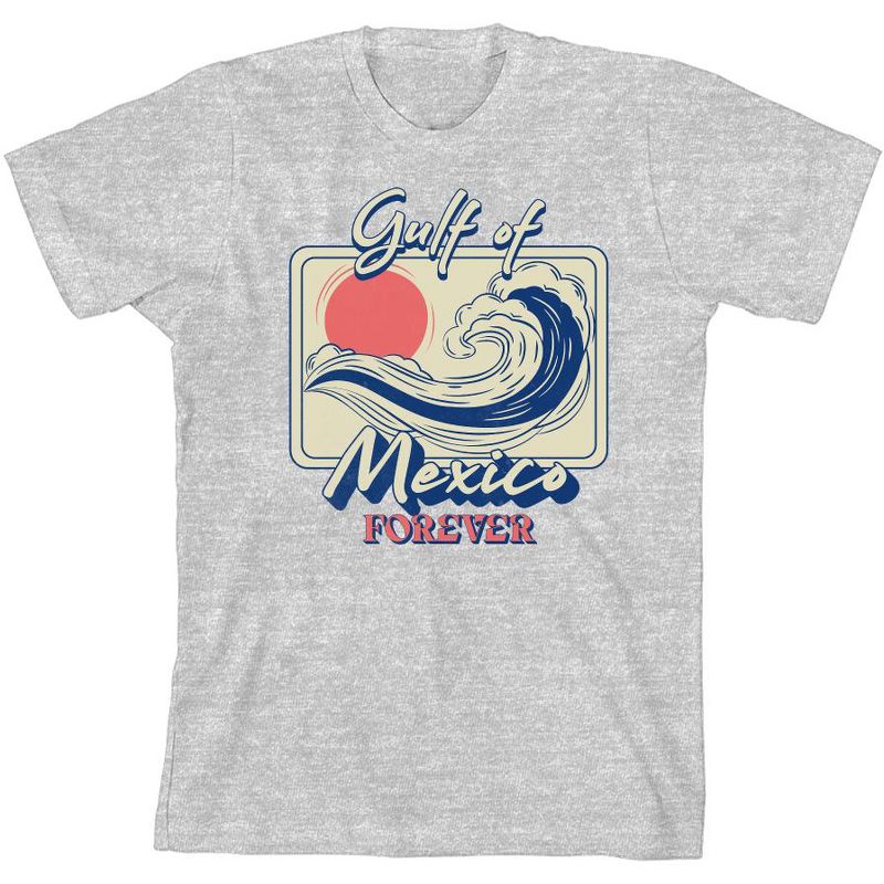 تي شيرت شبابي بأكمام قصيرة ورقبة دائرية من Gulf of Mexico Forever Sunset Wave