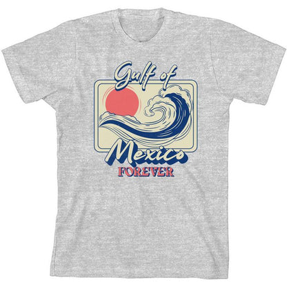 تي شيرت شبابي بأكمام قصيرة ورقبة دائرية من Gulf of Mexico Forever Sunset Wave