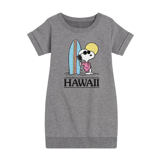 Girls' - Peanuts - Hawaii Graphic Short Sleeve Fleece Dress