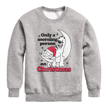 Boys' - Garfield - Only A Morning Person On Christmas Graphic Long Sleeve Fleece Sweatshirt