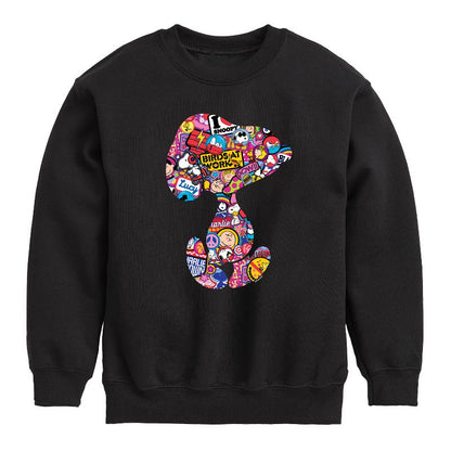 Boys' - Peanuts - Snoopy Silhouette Pattern Graphic Long Sleeve Fleece Sweatshirt