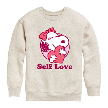 Boys' - Peanuts - Self Love Belle Graphic Long Sleeve Fleece Sweatshirt