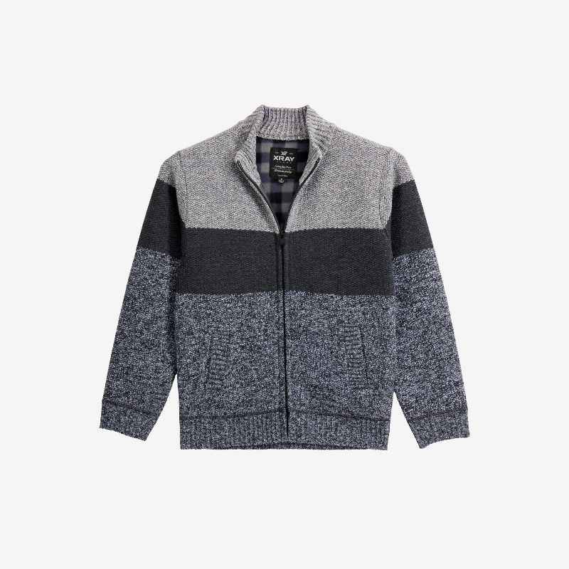 X RAY Boy's Full Zip Mock Neck Sweater With Fleece Lining
