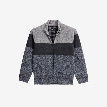 X RAY Boy's Full Zip Mock Neck Sweater With Fleece Lining