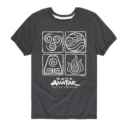 Boys' - Avatar: The Last Airbender - Air Water Earth Fire Grid Short Sleeve Graphic T-Shirt
