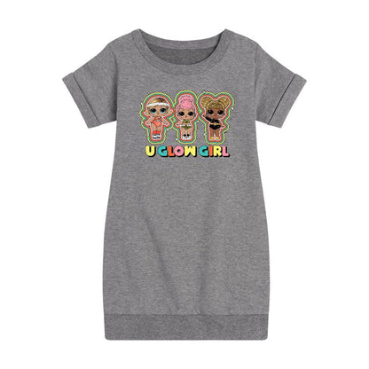 Girls' - LOL Surprise! - U Glow Girl Graphic Short Sleeve Fleece Dress