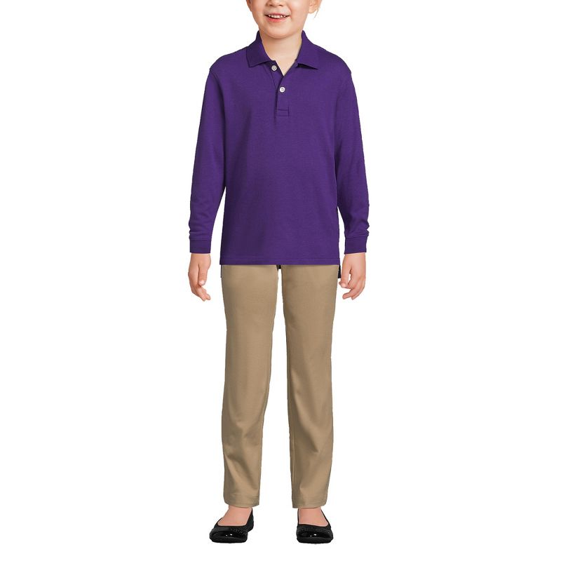 Lands' End School Uniform Kids Long Sleeve Interlock Polo Shirt
