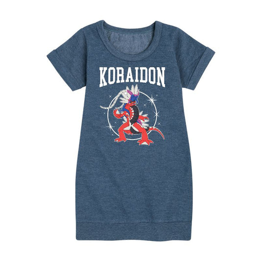 Girls' - Pokémon - Koraidon Collegiate Graphic Short Sleeve Fleece Dress