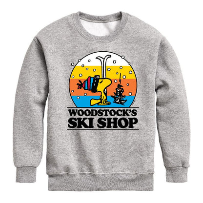 Boys' - Peanuts - Woodstocks Ski Shop Graphic Long Sleeve Fleece Sweatshirt